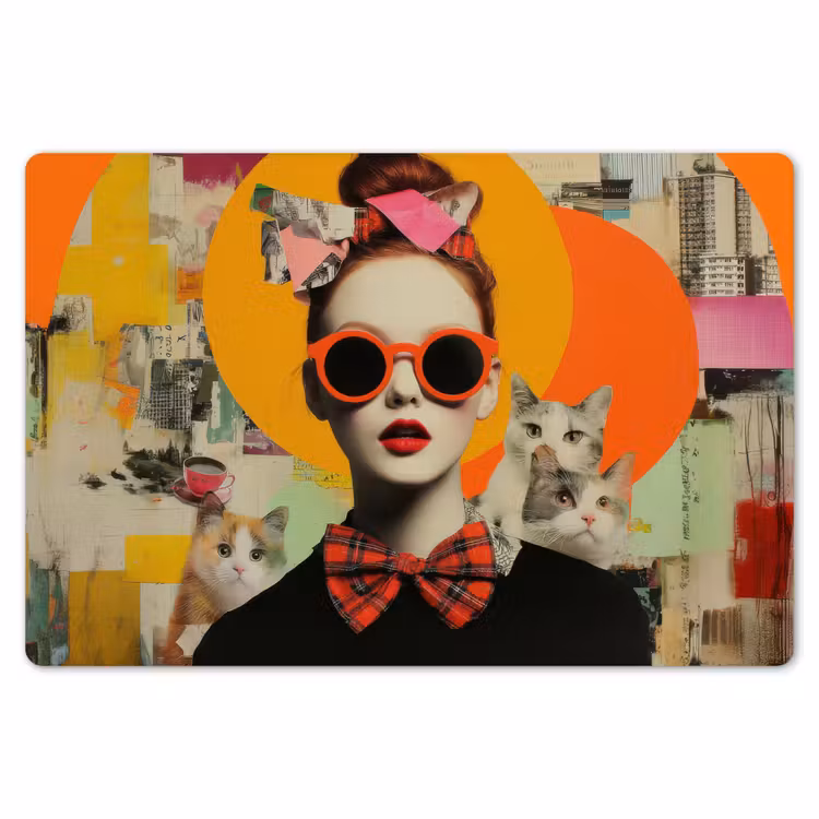 Vrouw - Bril - Strik - Retro Placemat vinyl groot -zzsfeer1_Kitchenyeah-website