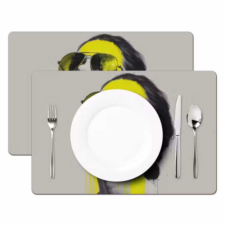 Vrouw - Bril - Verf Placemat vinyl groot -zzsfeer2_Kitchenyeah-website