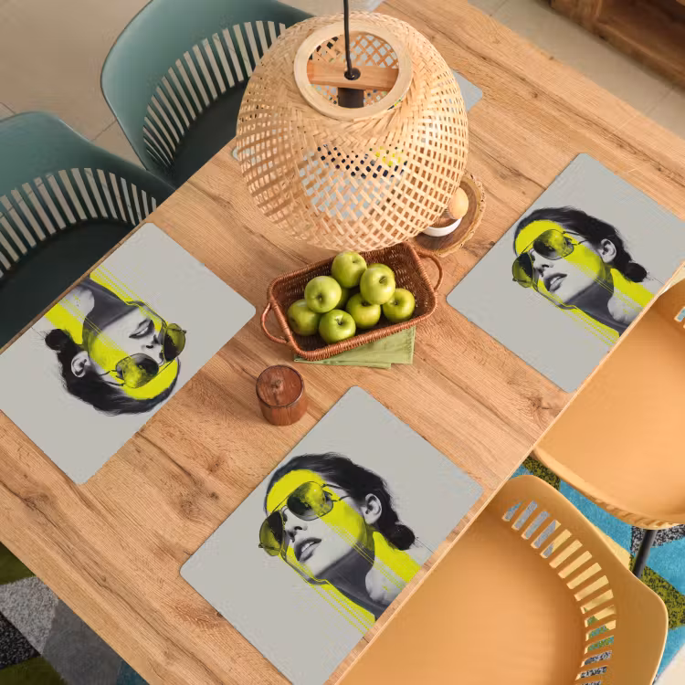 Vrouw - Bril - Verf Placemat vinyl groot -zzsfeer5_Kitchenyeah-website