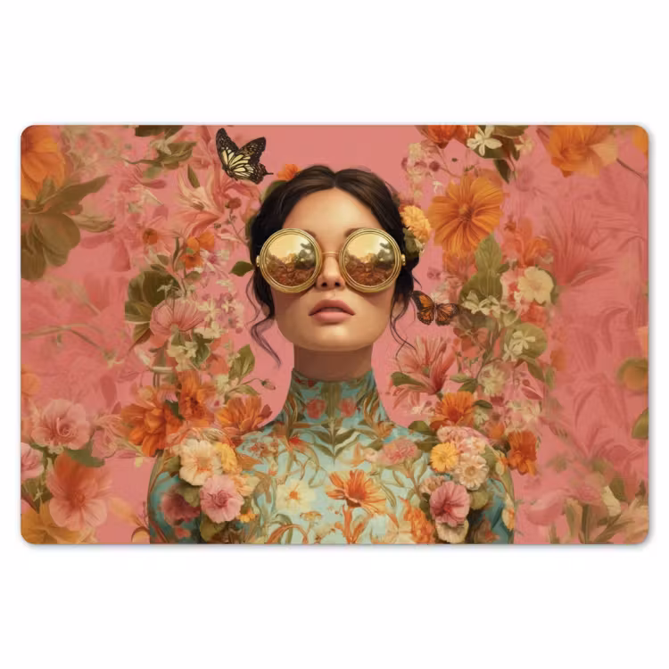 Vrouw - Bril - Roze - Bloemen Placemat vinyl groot -zzsfeer1_Kitchenyeah-website