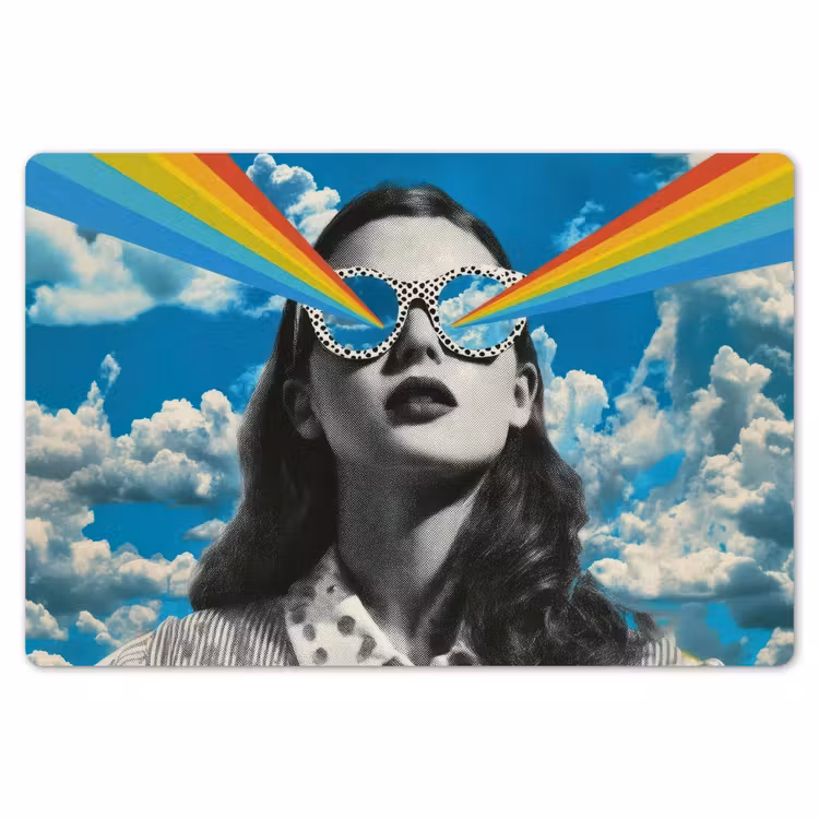 Vrouw - Bril - Regenboog - Wolken Placemat vinyl groot -zzsfeer1_Kitchenyeah-website