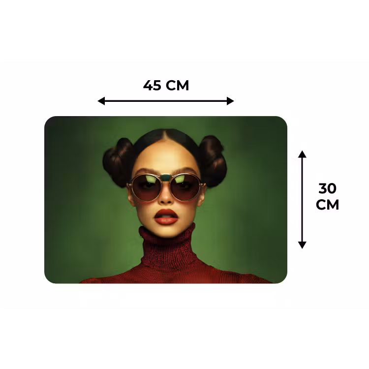 Vrouw - Groen - Bril - Aesthetic - Modern Placemat vinyl groot -specs