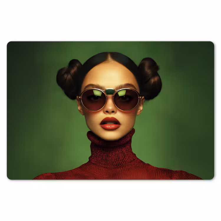 Vrouw - Groen - Bril - Aesthetic - Modern Placemat vinyl groot -zzsfeer1_Kitchenyeah-website