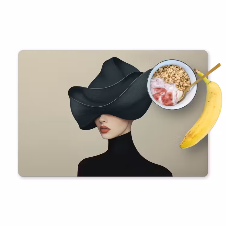 Vrouw - Groen - Hoed Placemat vinyl groot -zzzproduct_Kitchenyeah-website