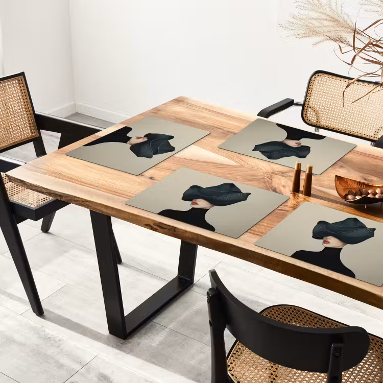 Vrouw - Groen - Hoed Placemat vinyl groot -zzsfeer4_Kitchenyeah-website