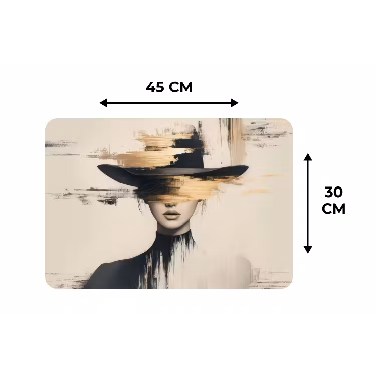 Vrouw - Hoed - Verf Placemat vinyl groot -specs