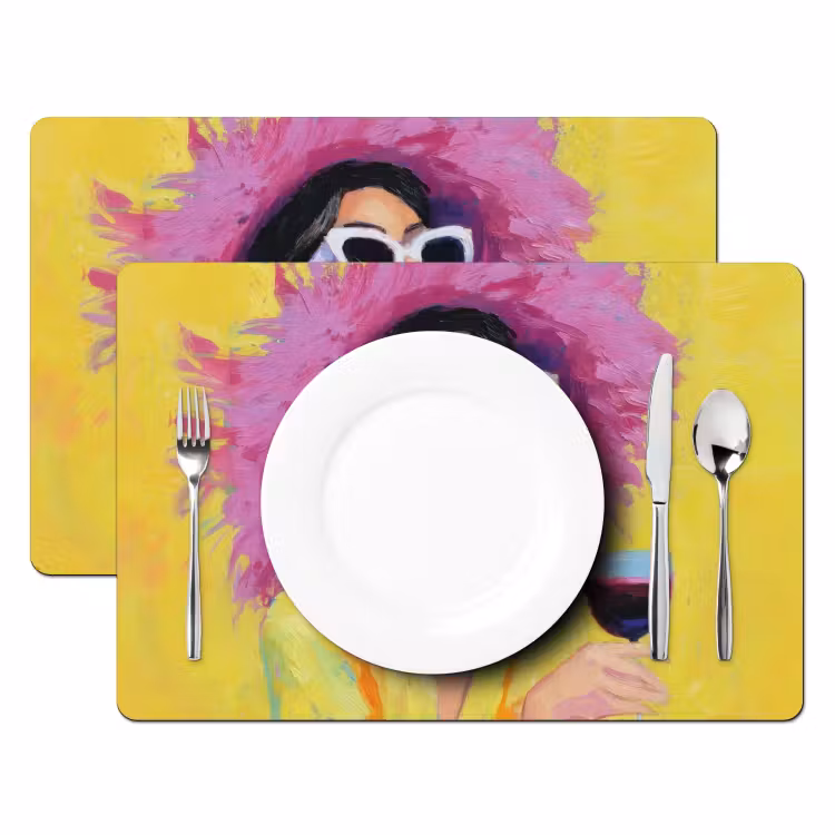 Vrouw - Hoed - Paars - Wijn Placemat vinyl groot -zzsfeer2_Kitchenyeah-website
