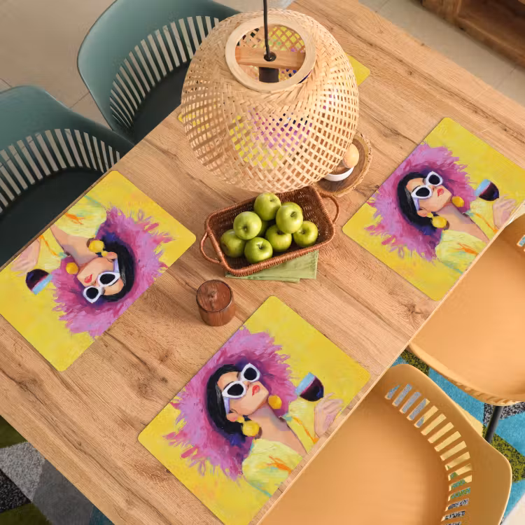 Vrouw - Hoed - Paars - Wijn Placemat vinyl groot -zzsfeer5_Kitchenyeah-website