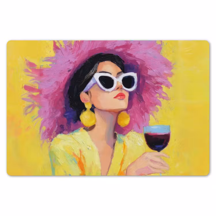 Vrouw - Hoed - Paars - Wijn Placemat vinyl groot -zzsfeer1_Kitchenyeah-website