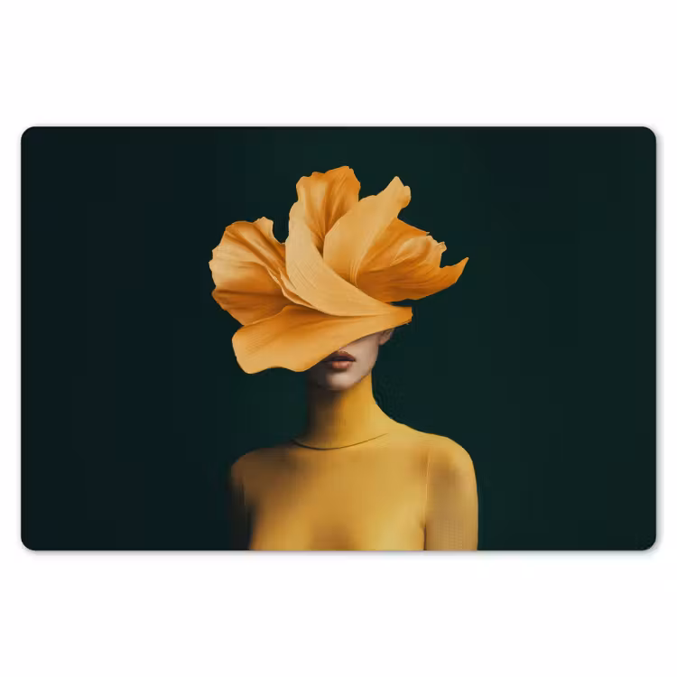 Vrouw - Hoed - Geel Placemat vinyl groot -zzsfeer1_Kitchenyeah-website