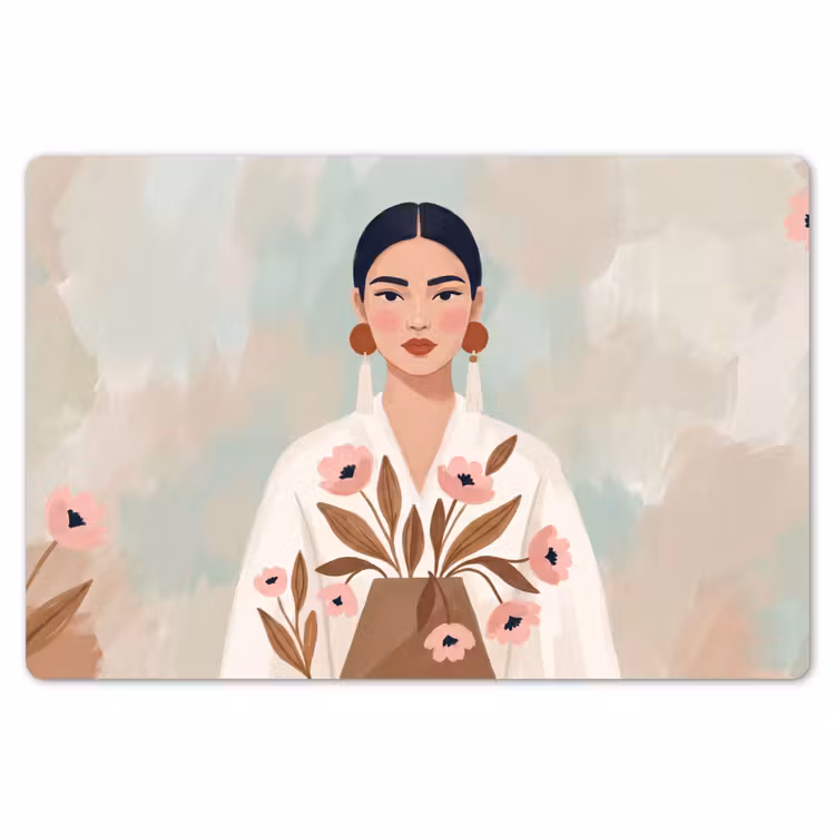 Vrouw - Kimono - Pastel Placemat vinyl groot -zzsfeer1_Kitchenyeah-website