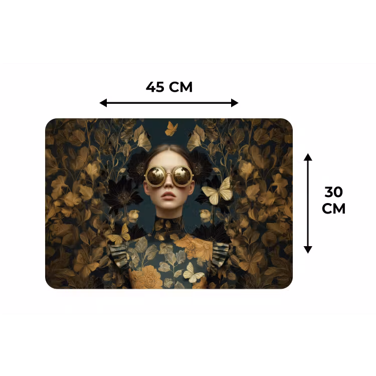 Vrouw - Bladeren - Goud - Vlinders Placemat vinyl groot -specs