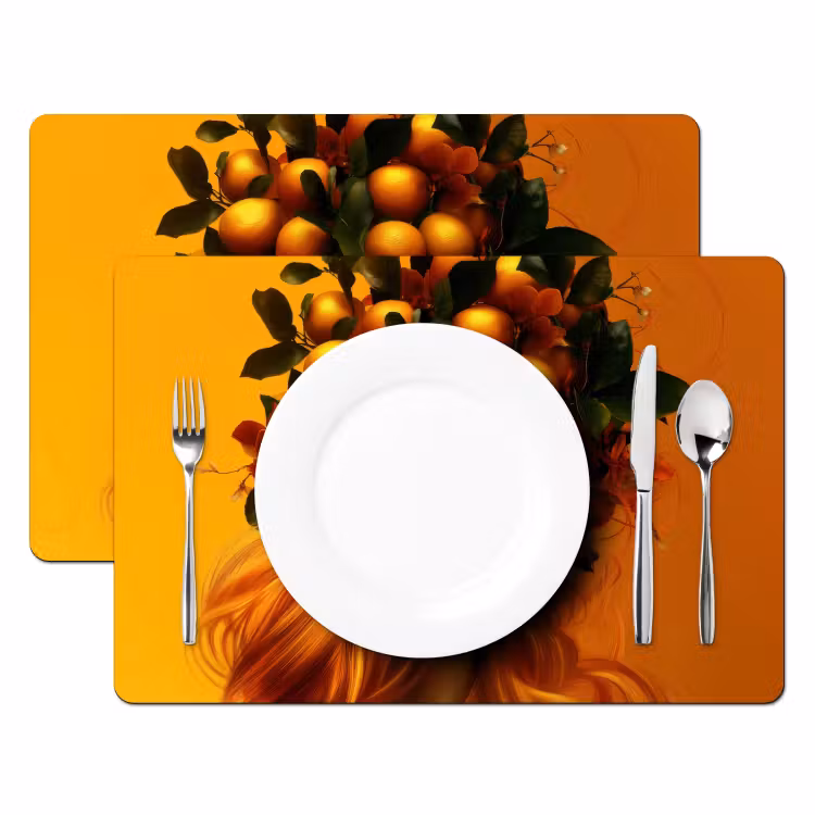 Vrouw - Citroenen - Bloesem - Geel Placemat vinyl groot -zzsfeer2_Kitchenyeah-website