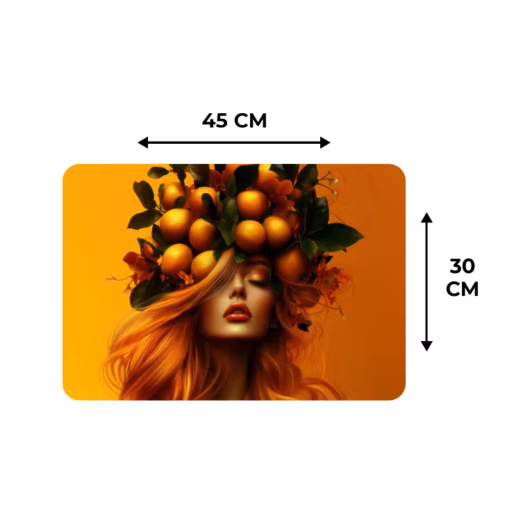 Vrouw - Citroenen - Bloesem - Geel Placemat vinyl groot -specs