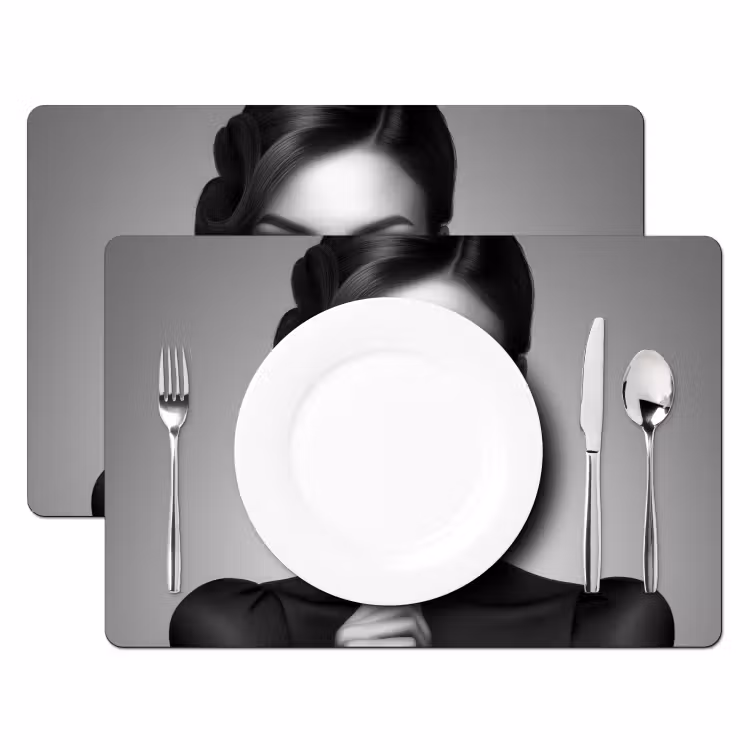 Vrouw - Lolly - Zwart Placemat vinyl groot -zzsfeer2_Kitchenyeah-website