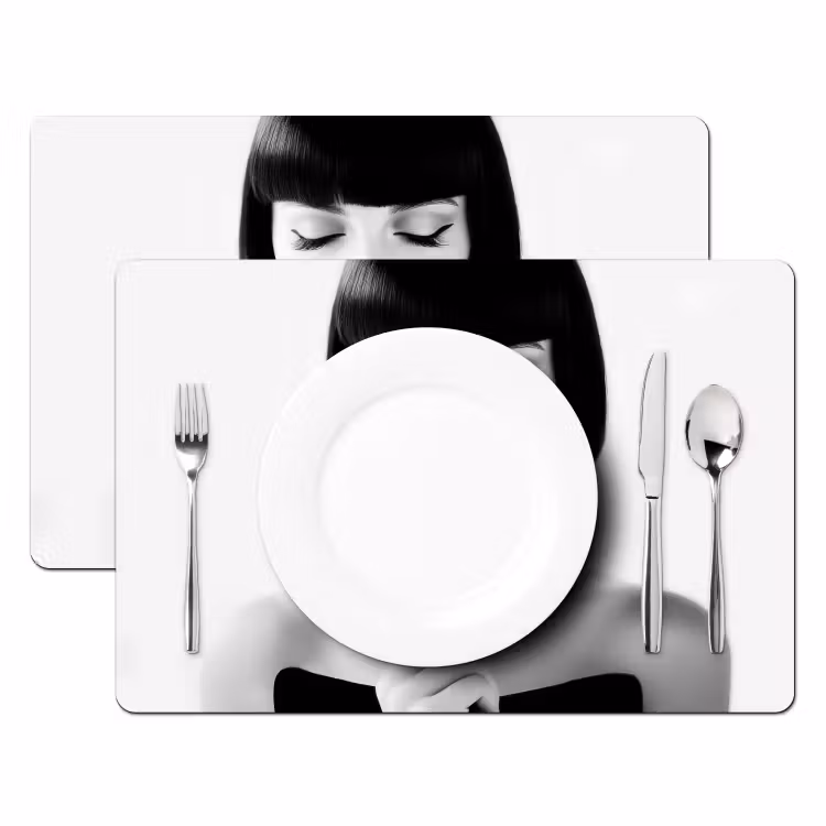 Vrouw - Lolly - Zwart - Wit Placemat vinyl groot -zzsfeer2_Kitchenyeah-website