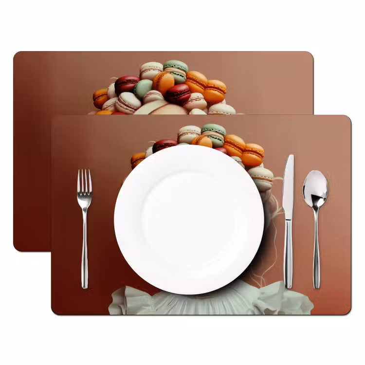 Vrouw - Macarons - Bril Placemat vinyl groot -zzsfeer2_Kitchenyeah-website