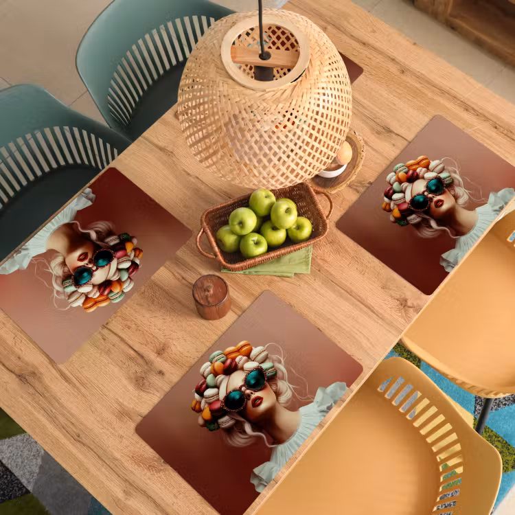 Vrouw - Macarons - Bril Placemat vinyl groot -zzsfeer5_Kitchenyeah-website