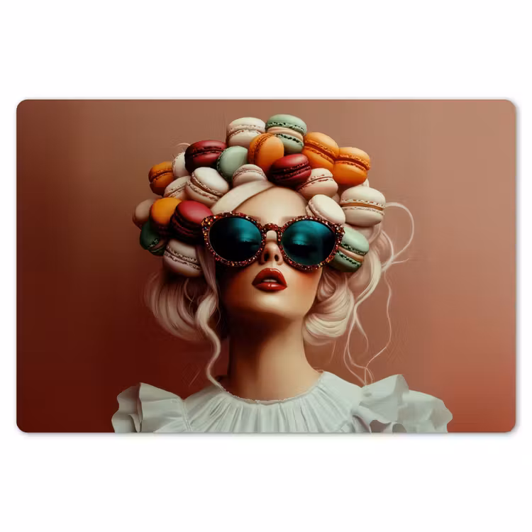 Vrouw - Macarons - Bril Placemat vinyl groot -zzsfeer1_Kitchenyeah-website