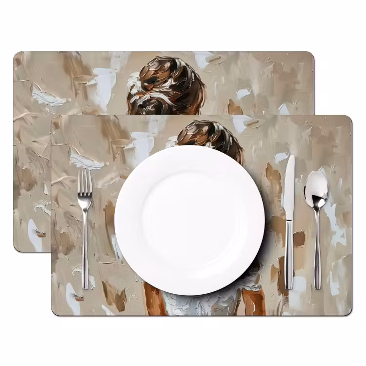 Vrouw - Verf - Abstract - Beige - Modern Placemat vinyl groot -zzsfeer2_Kitchenyeah-website