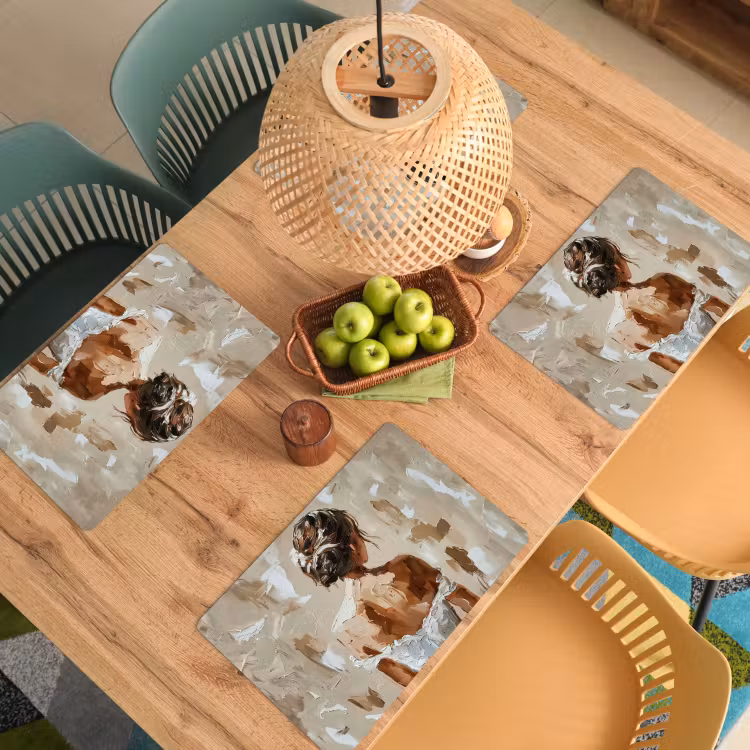 Vrouw - Verf - Abstract - Beige - Modern Placemat vinyl groot -zzsfeer5_Kitchenyeah-website