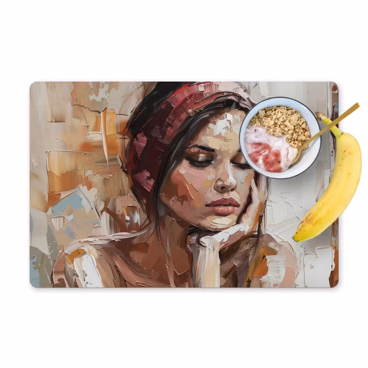 Vrouw - Verflook - Portret - Modern Placemat vinyl groot -zzzproduct_Kitchenyeah-website
