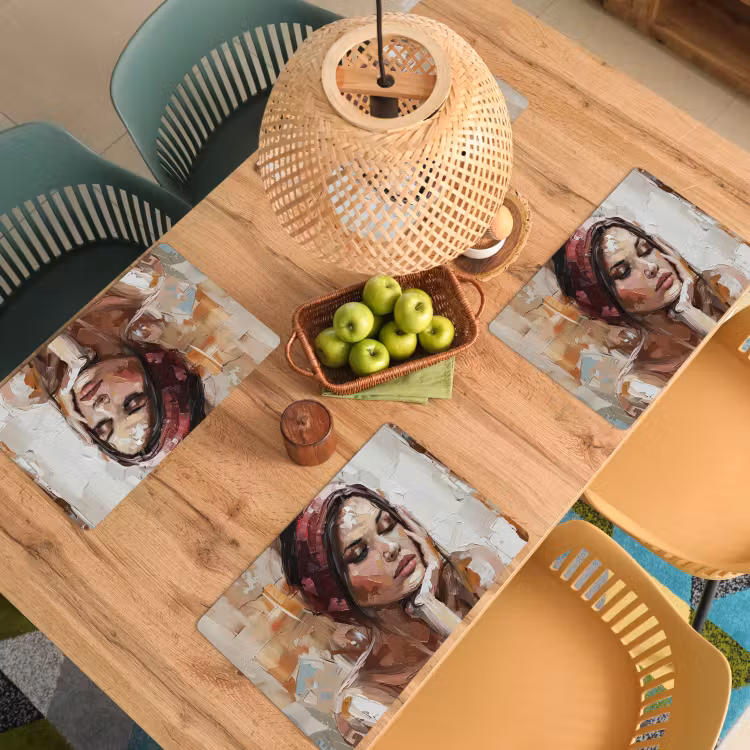 Vrouw - Verflook - Portret - Modern Placemat vinyl groot -zzsfeer5_Kitchenyeah-website