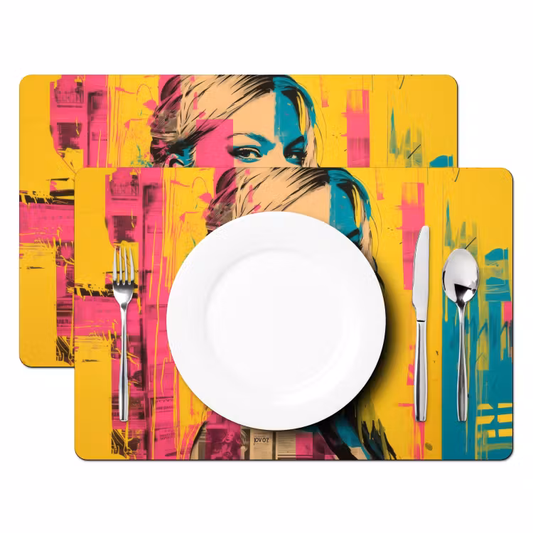 Vrouw - Verfstrepen - Gekleurd Placemat vinyl groot -zzsfeer2_Kitchenyeah-website