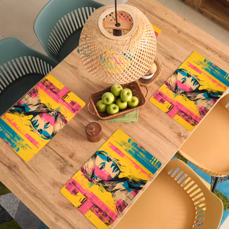 Vrouw - Verfstrepen - Gekleurd Placemat vinyl groot -zzsfeer5_Kitchenyeah-website
