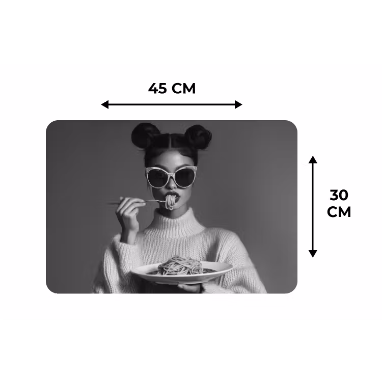 Vrouw - Pasta - Zonnebril Placemat vinyl groot -specs
