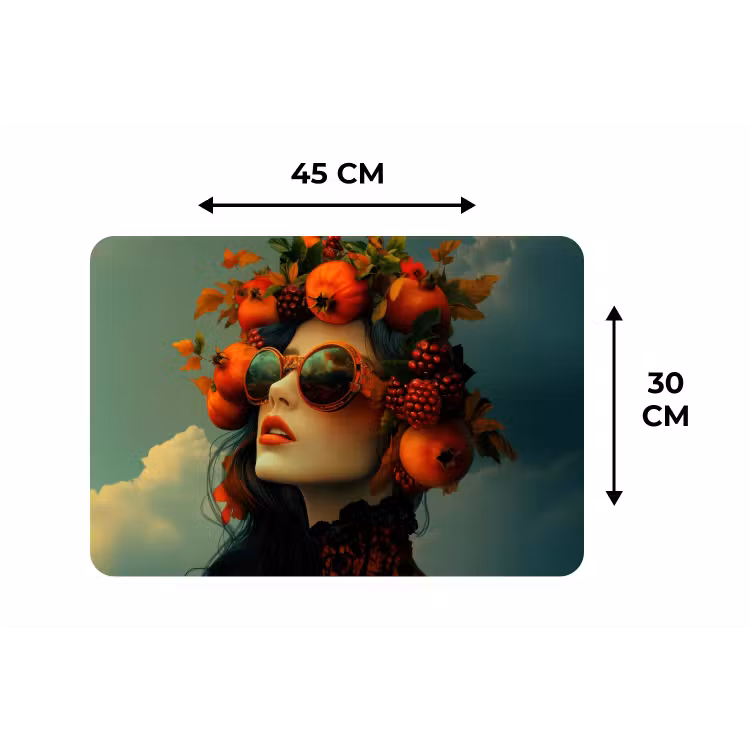 Vrouw - Granaatappel - Herfst - Zonnebril Placemat vinyl groot -specs