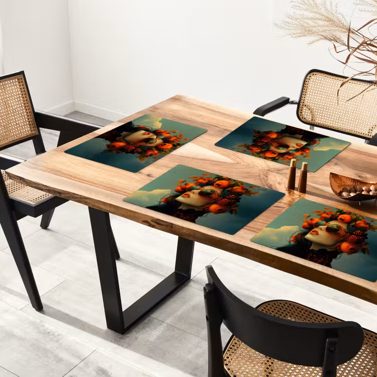 Vrouw - Granaatappel - Herfst - Zonnebril Placemat vinyl groot -zzsfeer4_Kitchenyeah-website