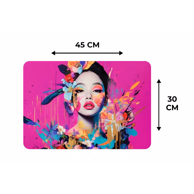 Vrouw - Portret - Abstract - Paars Placemat vinyl groot -specs