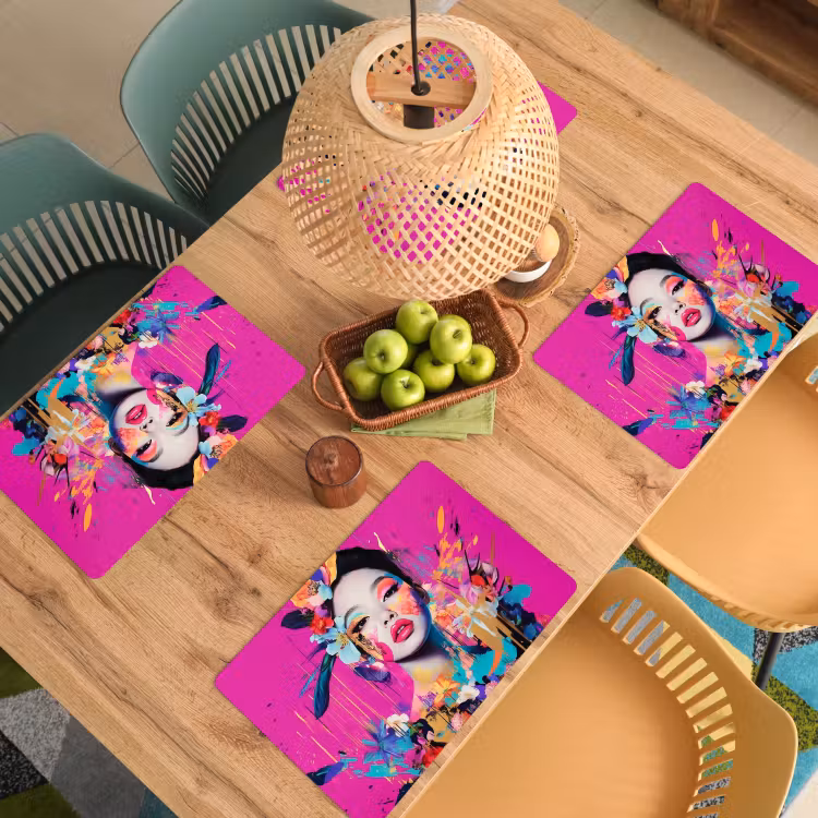 Vrouw - Portret - Abstract - Paars Placemat vinyl groot -zzsfeer5_Kitchenyeah-website