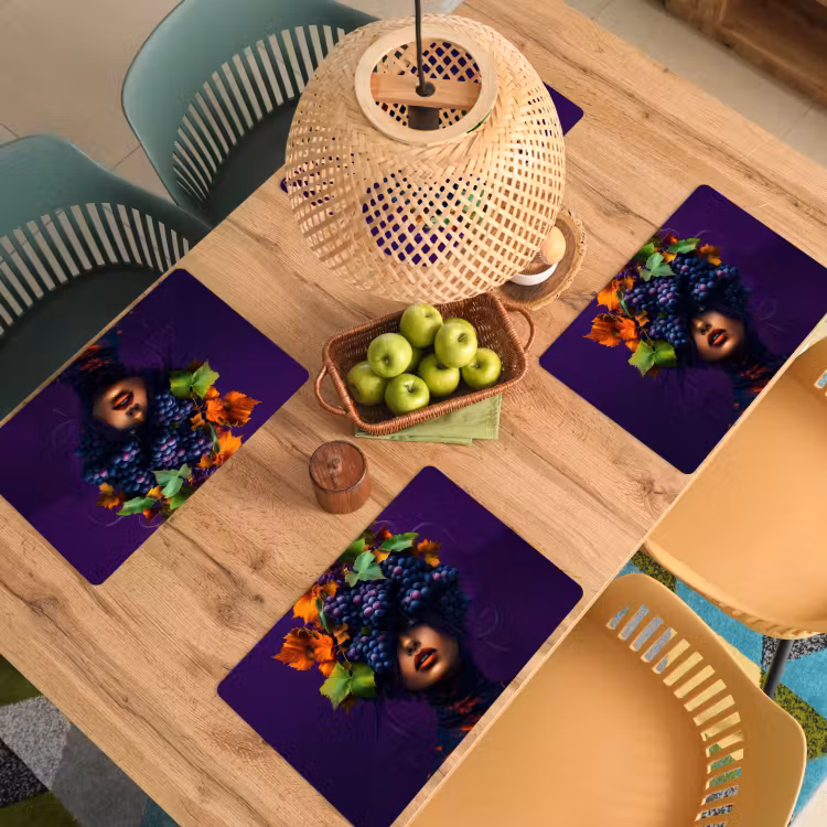 Vrouw - Paars - Druiven Placemat vinyl groot -zzsfeer5_Kitchenyeah-website