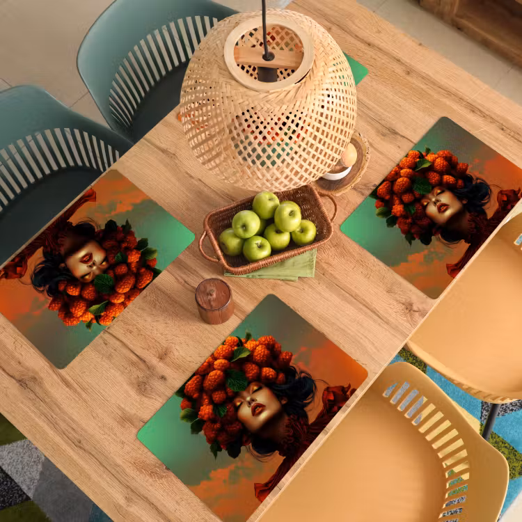 Vrouw - Frambozen - Bladeren Placemat vinyl groot -zzsfeer5_Kitchenyeah-website