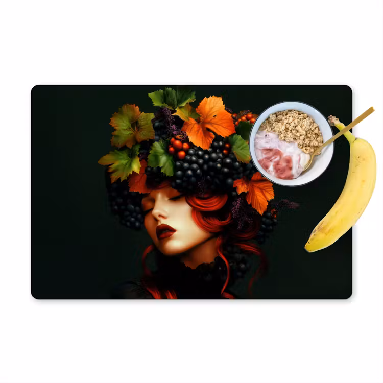Vrouw - Rood - Groen - Druiven Placemat vinyl groot -zzzproduct_Kitchenyeah-website