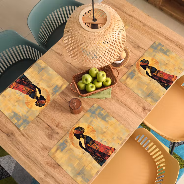 Vrouw - Silhouet - Patronen - Sierlijk Placemat vinyl groot -zzsfeer5_Kitchenyeah-website