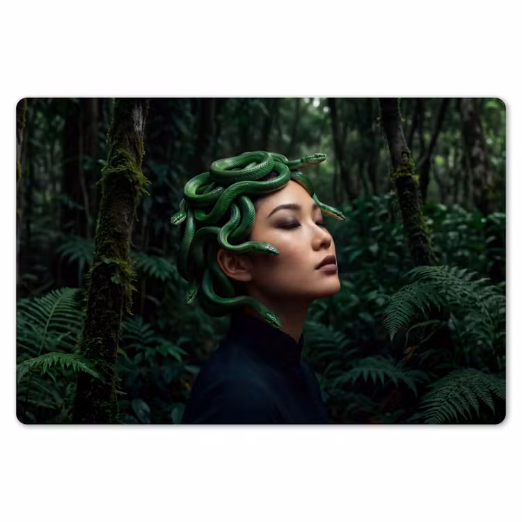 Vrouw - Slang - Natuur - Mystiek - Groen Placemat vinyl groot -zzsfeer1_Kitchenyeah-website
