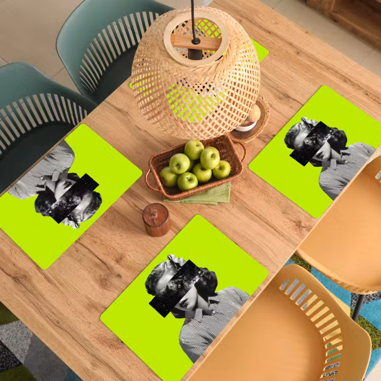 Vrouw - Sterrenhemel - Groen Placemat vinyl groot -zzsfeer5_Kitchenyeah-website