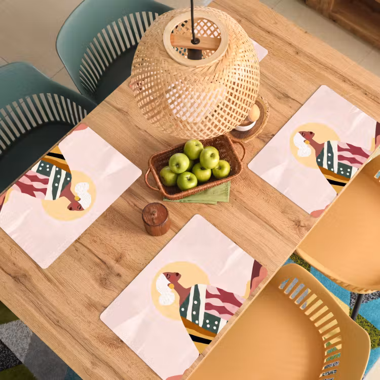 Vrouw - Zon - Kleurrijk Placemat vinyl groot -zzsfeer5_Kitchenyeah-website