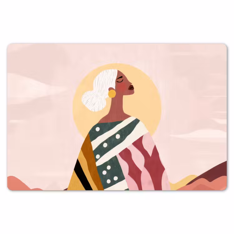 Vrouw - Zon - Kleurrijk Placemat vinyl groot -zzsfeer1_Kitchenyeah-website