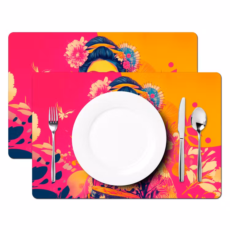 Vrouw - Zonnebril - Abstract - Oranje Placemat vinyl groot -zzsfeer2_Kitchenyeah-website