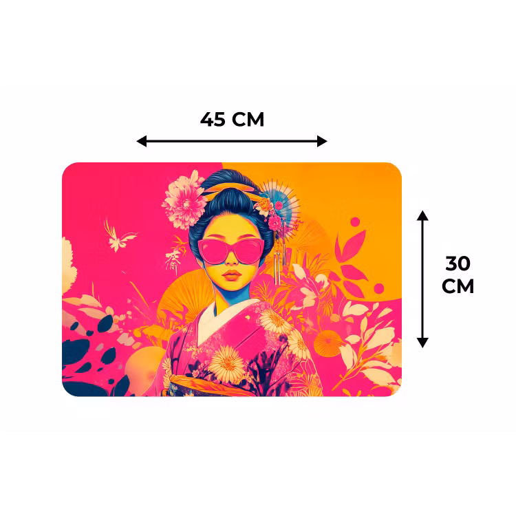 Vrouw - Zonnebril - Abstract - Oranje Placemat vinyl groot -specs