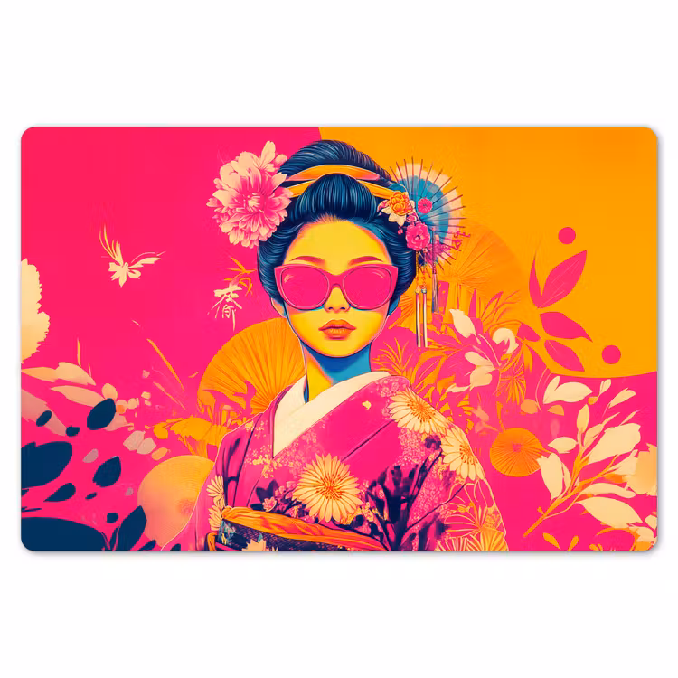 Vrouw - Zonnebril - Abstract - Oranje Placemat vinyl groot -zzsfeer1_Kitchenyeah-website