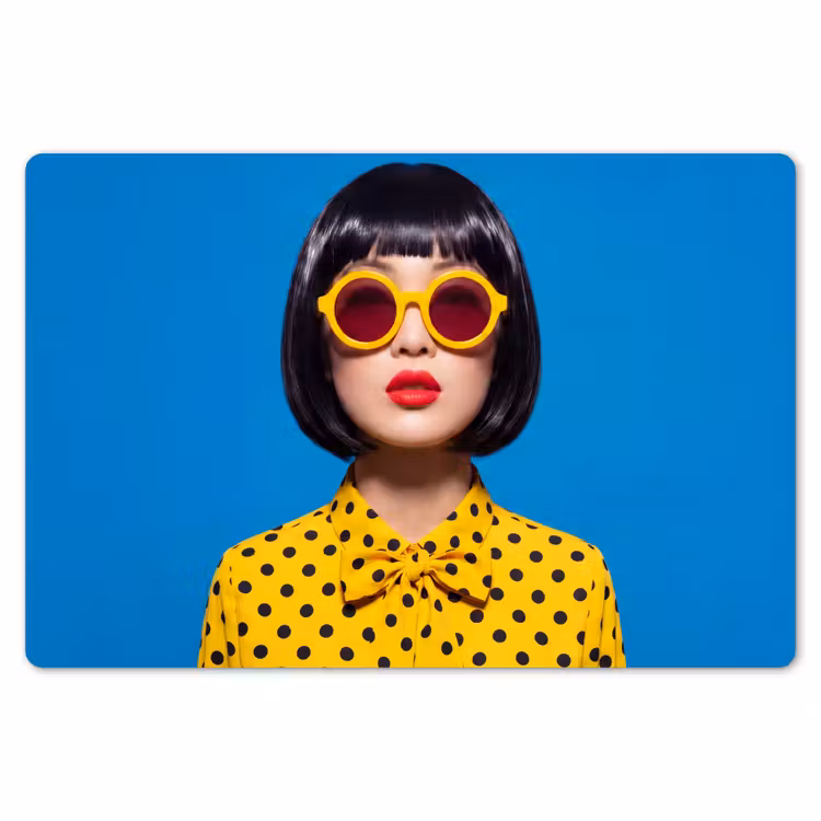 Vrouw - Zonnebril - Pop Art - Portret - Geel Placemat vinyl groot -zzsfeer1_Kitchenyeah-website