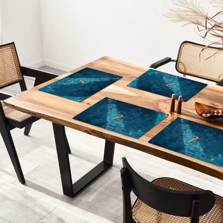 Vrouw - Water - Bikini - Oranje Placemat vinyl groot -zzsfeer4_Kitchenyeah-website