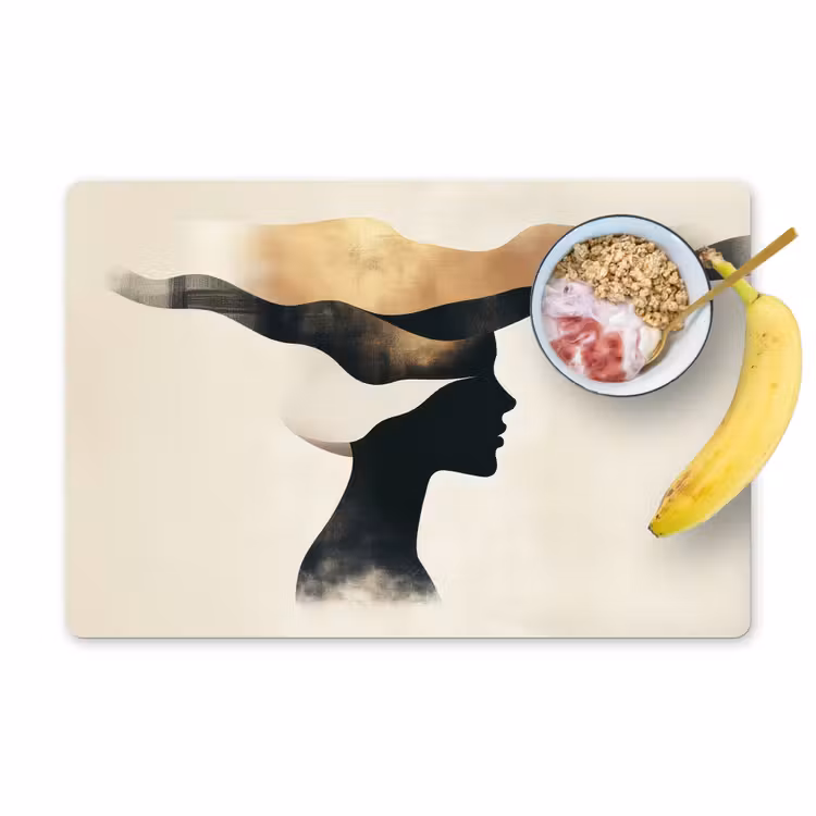 Vrouw - Golven - Zwart Placemat vinyl groot -zzzproduct_Kitchenyeah-website