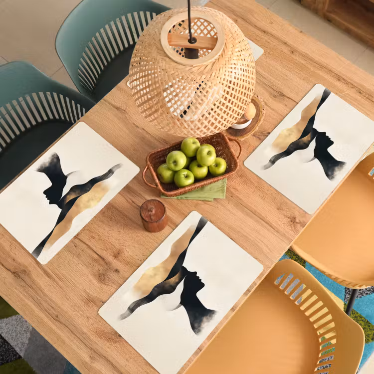 Vrouw - Golven - Zwart Placemat vinyl groot -zzsfeer5_Kitchenyeah-website