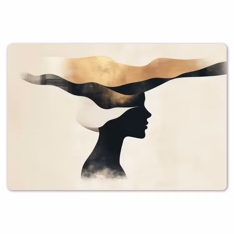 Vrouw - Golven - Zwart Placemat vinyl groot -zzsfeer1_Kitchenyeah-website